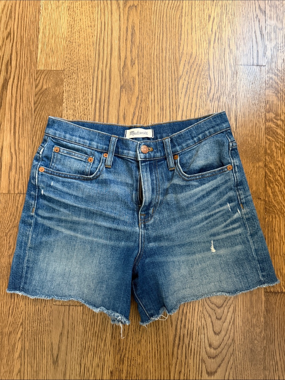 Madewell High Rise Medium Wash Denim Cutoff Shorts